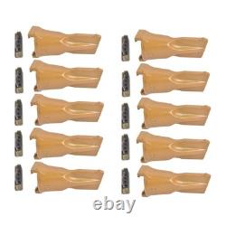 10 Pack Bucket Teeth with Flex Pins V23SYL V23PN Yellow Fits Boom Lift Excavator