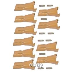10 Pack Bucket Teeth with Flex Pins V23SYL V23PN Yellow Fits Boom Lift Excavator