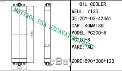 20y-03-42560 Oil Cooler Assy, Fits Komatsu Pc200-8 Pc240-8 6d107 20y-03-42561