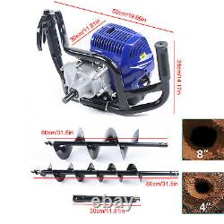 2Stroke Gas Powered Post Hole Digger With 4+ 8Earth Auger Borer Digging Engine