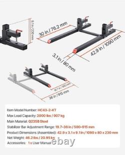 43-Inch Heavy-Duty Clamp-On Pallet Forks with High Load Capacity for Tractors