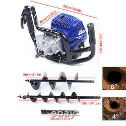 52CC 2-stroke Gas Powered Post Hole Digger with 4 8Auger Bits Power Engine Motor