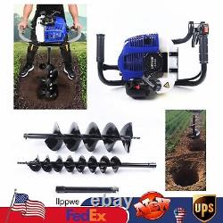 52CC Engine Post Hole Digger Gas Powered Fence Borer with4 8 Drill Bits