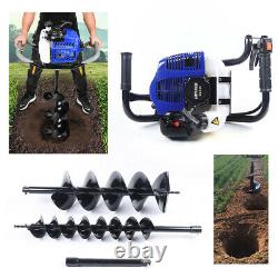52CC Gas Powered Auger Post Hole Digger Borer Earth Fence Ground +2 Drill Bits