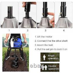 52CC Gas Powered Earth Auger Post Hole Digger Borer Fence Ground with2 Drill Bits