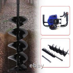 52CC Gas Powered Earth Auger Post Hole Digger Borer Fence Ground with 2 Drill Bits