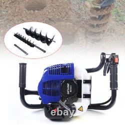 52CC Gas Powered Earth Auger Post Hole Digger Borer Fence Ground with 2 Drill Bits