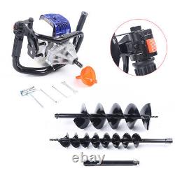 52CC Gas Powered Post Hole Digger Earth Auger Borer Fence Air-cooled+2 Drill Bit