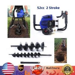 52CC Gas Powered Post Hole Digger With4+8Earth Auger Borer Digging Engine 2Stroke