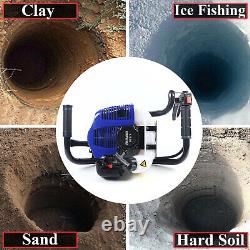52CC Post Hole Digger Gas Powered Earth Auger Borer Machine + 2 Auger Drill Bits