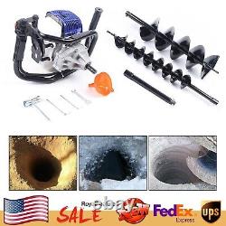 52cc 2-Stroke Post Hole Digger Gas Powered Motor Ground Borer with 4/8Auger Bits