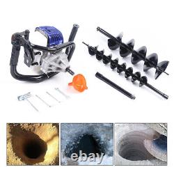 52cc 2-Stroke Post Hole Digger Gas Powered Motor Ground Borer with 4/8Auger Bits