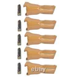 5x V23SYL Bucket Teeth with V23PN Flex Pins for Backhoe Loader Boom Lift Excavator