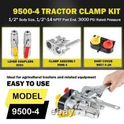9500-4 Agricultural Tractor Clamp Kit Break-Away Hydraulic Coupler 1/2-14 NPTF