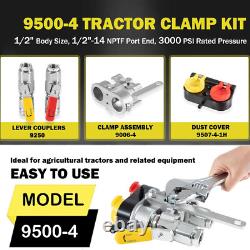 9500-4 Agricultural Tractor Clamp Kit Break-Away Hydraulic Coupler 1/2-14 NPTF