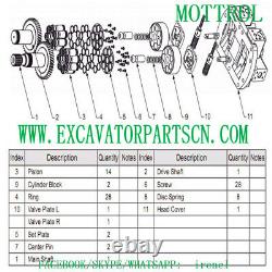 A8vo200 Pump Parts, Piston, Center Piston, Shaft, Rotor, Valve Plate, Spring E330c