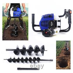 Engine Post Hole Digger Gas Powered Earth Auger Fence Ground Drill+2 Drill Bits