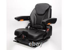 Forklift seat with adjustable headrest and adjustable armrest Gray Leatherette