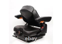 Forklift seat with adjustable headrest and adjustable armrest Gray Leatherette