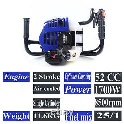 Gas Powered Earth Auger Post Hole Digger 52cc Digging Machine with 2 Drill Bits