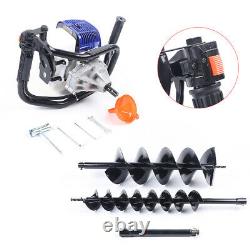 Gas Powered Earth Auger Post Hole Digger 52cc Digging Machine with 2 Drill Bits