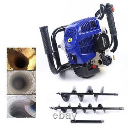 Gas Powered Post Hole Digger with 4 8Auger Bits Power Engine Motor 52CC 2-stroke
