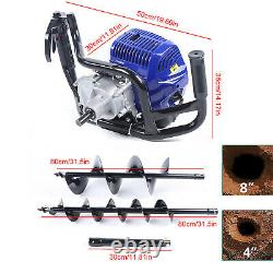 Gas Powered Post Hole Digger with 4 8Auger Bits Power Engine Motor 52CC 2-stroke