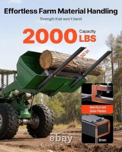 Heavy-Duty 2000 lbs Clamp-On Pallet Forks for Tractors & Skid Steers 43-Inch