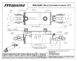 Hydraulic Cylinder Welded Double Acting 5 Bore 24 Stroke Clevis End 5x24 NEW Hydraulic Cylinder Welded Double Acting 5 Bore 24 Stroke Clevis End 5x24 NEW