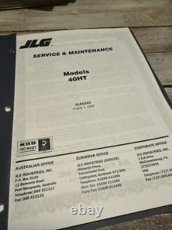 JLG 40HT Boom Lift Service Maintenance Manual Book Shop Catalog Repair OEM COPY