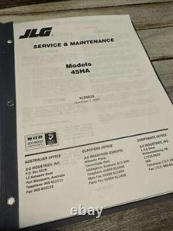 JLG 45HA Boom Lift Service Maintenance Manual Book Shop Catalog Repair OEM COPY