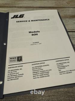 JLG 80H Boom Lift Service Maintenance Manual Book Shop Catalog Repair OEM COPY