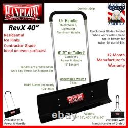 MANPLOW RevolutionX Snow Pusher with U Handle (40 Inch) U-Handle 40