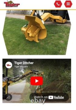 NOS Tiger Boom Ditcher Ditch Digging Head 22 Cut Excavator Skid Steer Tractor