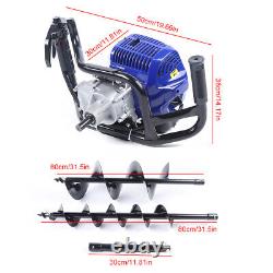 Post Hole Digger 52CC Gas Powered Earth Auger Borer Fence Ground with 2 Drill Bits