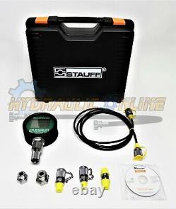 Stauff Digital Pressure Test Kit 0-600 Bar (8820 Psi) 2m Test Hose Plastic Case